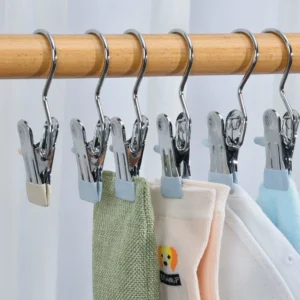 5 Peças Almofada De Borracha Multifuncional De Aço Inoxidável 360 Giratório Pendurado Gancho Clipe De Metal Roupas Meia