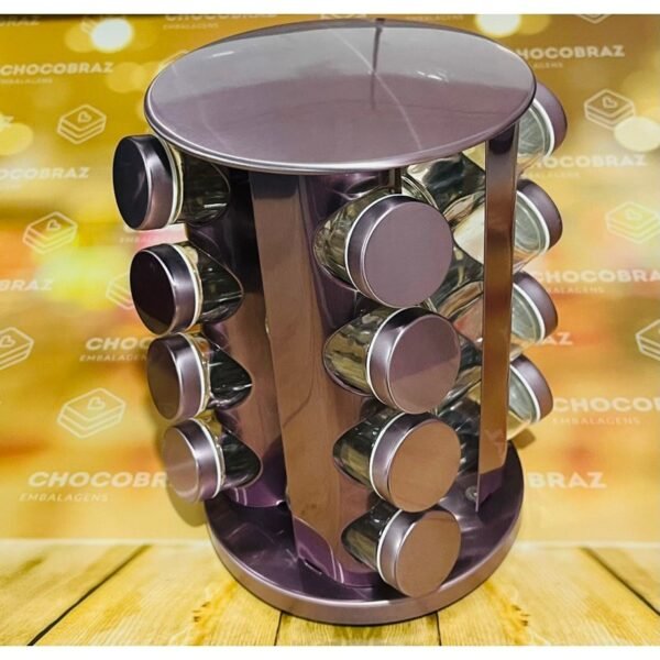 Porta Temperos Condimentos com Potes Giratório ou fixo Inox
