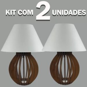 Kit 2 unidades Abajur La Finesse Cúpula Branco - Luminária Para Decoração Quarto e Sala