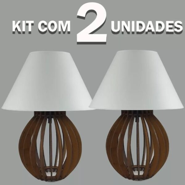 Kit 2 unidades Abajur La Finesse Cúpula Branco - Luminária Para Decoração Quarto e Sala